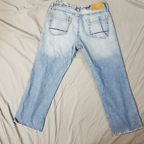 Nautica Jeans Co blue faded denim jeans yellow detailing 34x30 - Picture 1 of 10